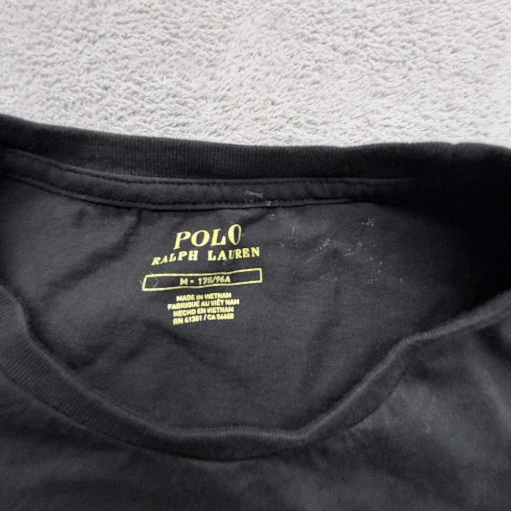 Polo Ralph Lauren Shirt Mens M Black Embroidered Big Pony Crewneck Cotton